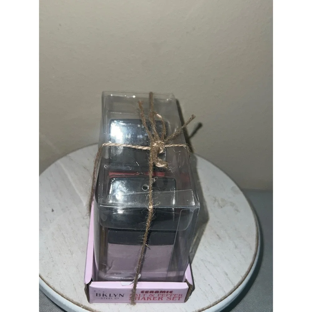 BKLYN Steel Co Ceramic Salt and Pepper Shaker Set Haunted House Halloween Pink